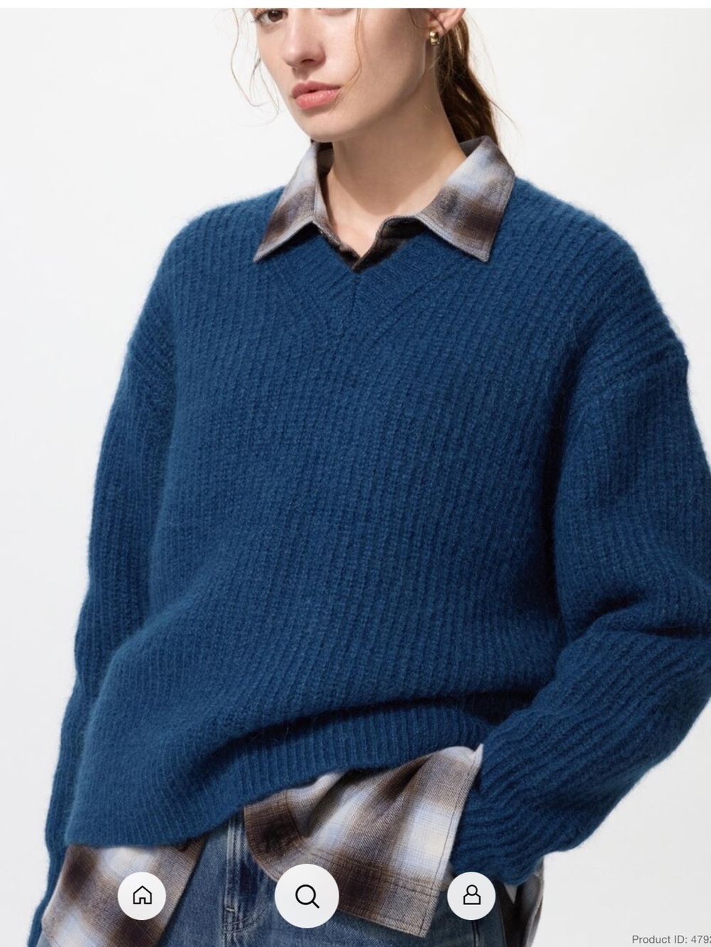 Uniqlo Deep Blue V-Neck Ribbed Sweater